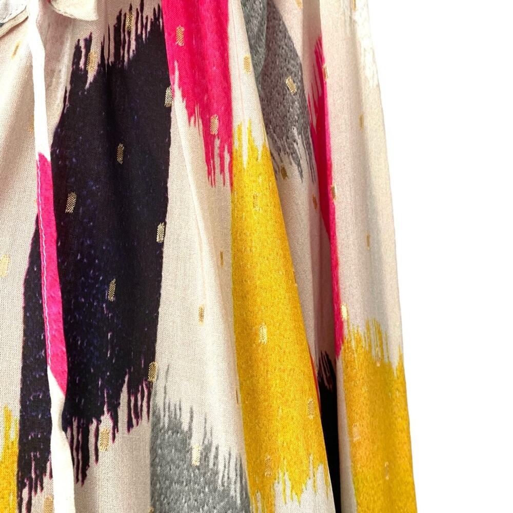 Vilagallo Velma Top Rainbow Brushstroke Gold Metallic Blouse NWTS size 44 US 12 - Picture 5 of 11